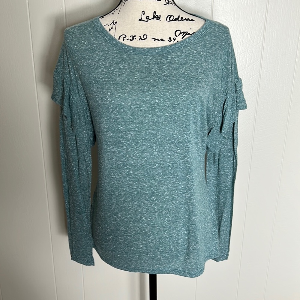 Teal Ruffle Sleeve Top